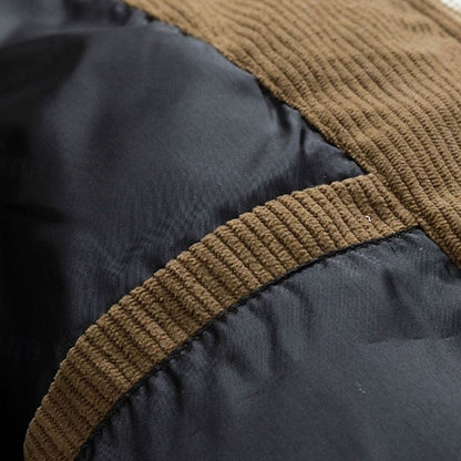 Men's Quilted Hooded Puffer Jacket — Two-Tone Corduroy Trim 5