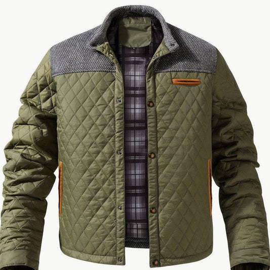 Men's Quilted Insulated Jacket — Two-Tone Stand Collar 1