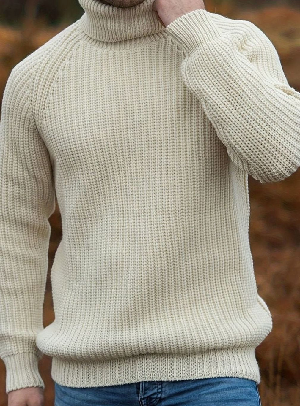 Men's Ribbed Knit Turtleneck Sweater — Regular Fit Pullover 1