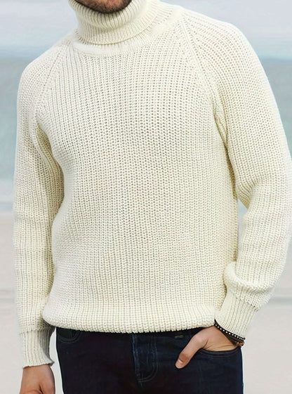 Men's Ribbed Knit Turtleneck Sweater — Regular Fit Pullover 2
