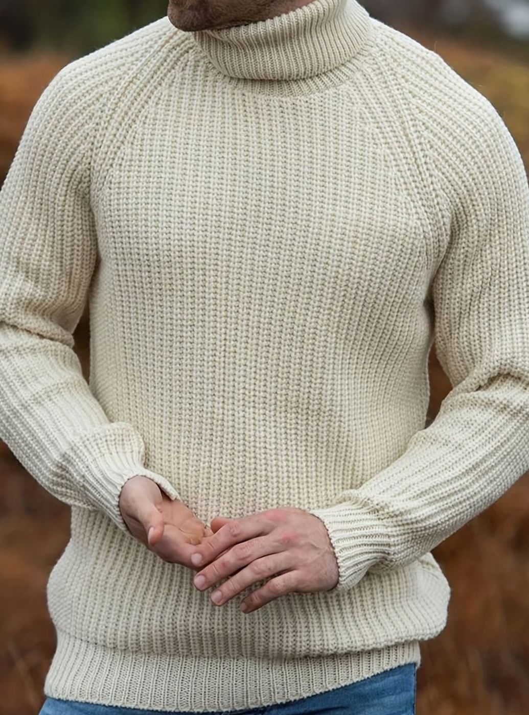 Men's Ribbed Knit Turtleneck Sweater — Regular Fit Pullover 4