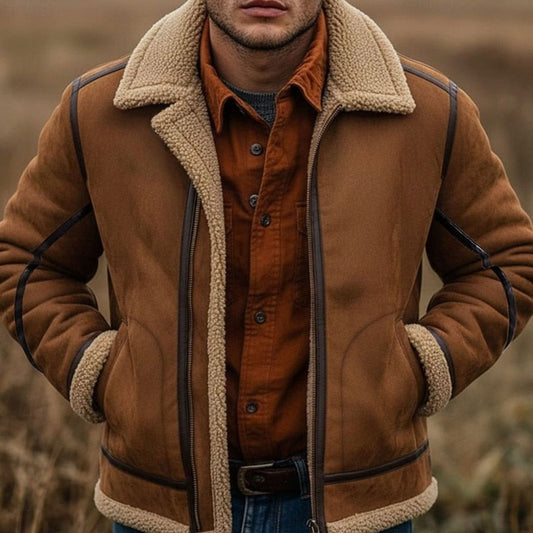 Men's Sherpa-Lined Full-Zip Aviator Bomber Jacket 1