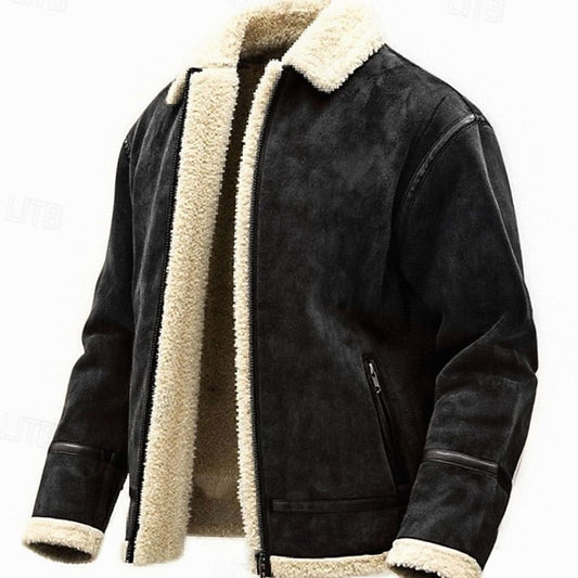 Men's Sherpa-Lined Full-Zip Aviator Bomber Jacket 1