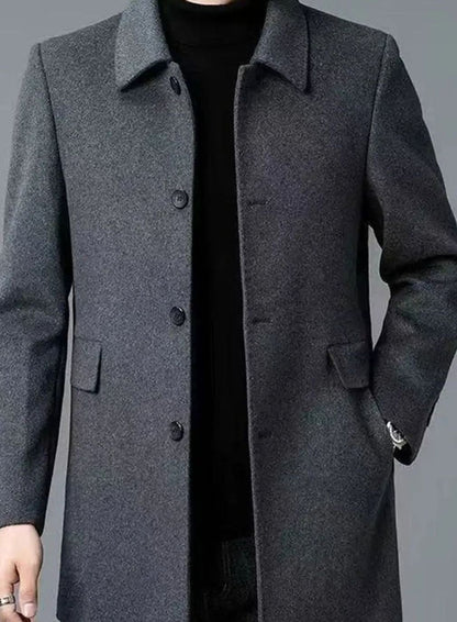 Men's Single-Breasted Tailored Wool Overcoat — Classic Fit 1