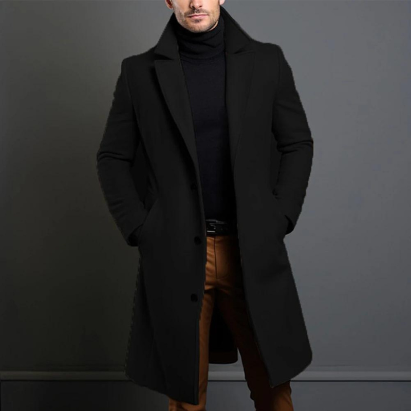 Men's Long Wool Coat with Slim Tailored Fit for Winter 3