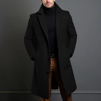 Men's Long Wool Coat with Slim Tailored Fit for Winter 3