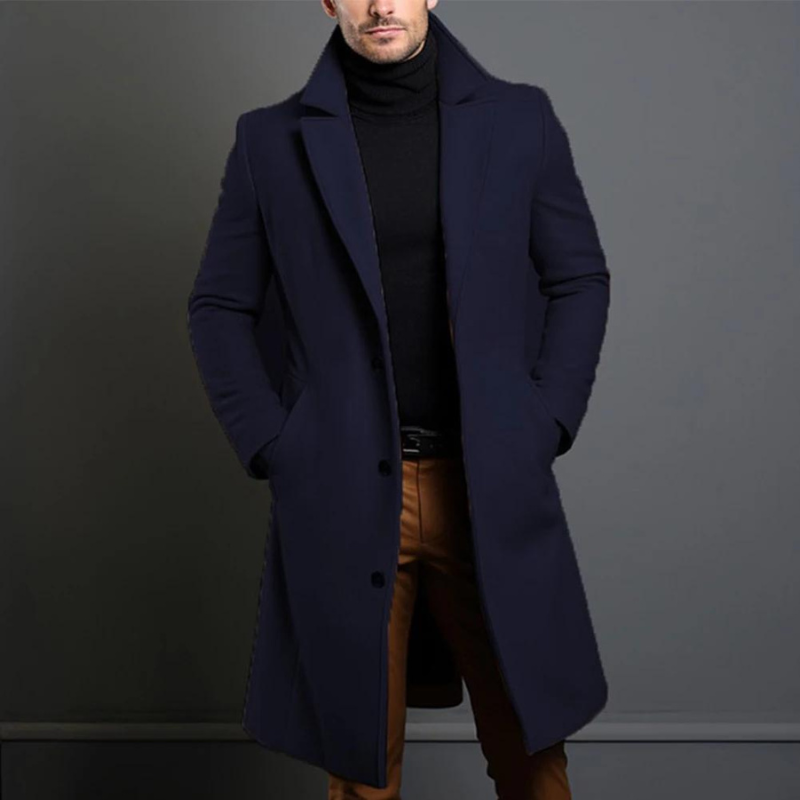 Men's Long Wool Coat with Slim Tailored Fit for Winter 4