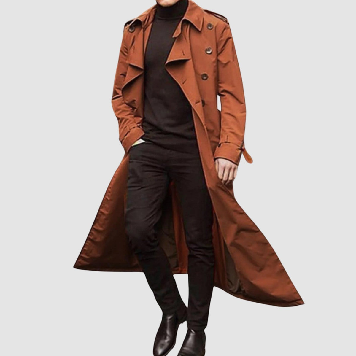 Men's Double-Breasted Long Trench Coat — Vintage Inspired 1