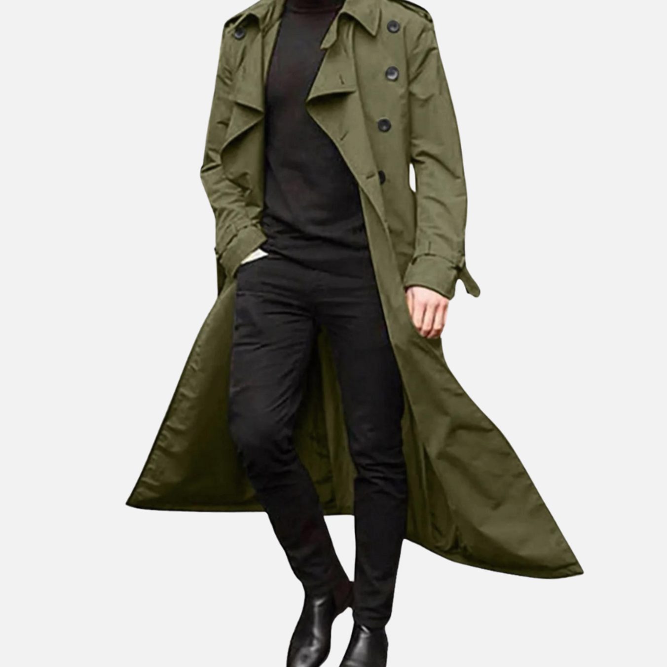 Men's Double-Breasted Long Trench Coat — Vintage Inspired 2