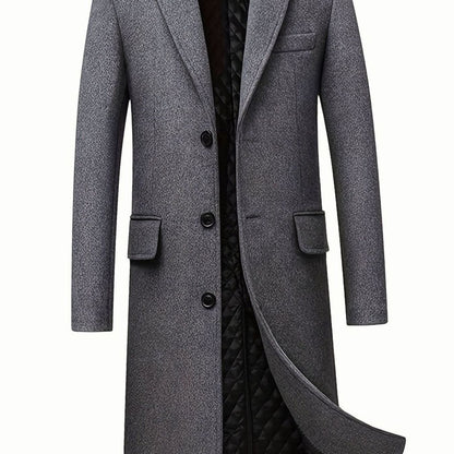 Men's Wool Long Overcoat — Tailored Button-Front Trench Coat 1