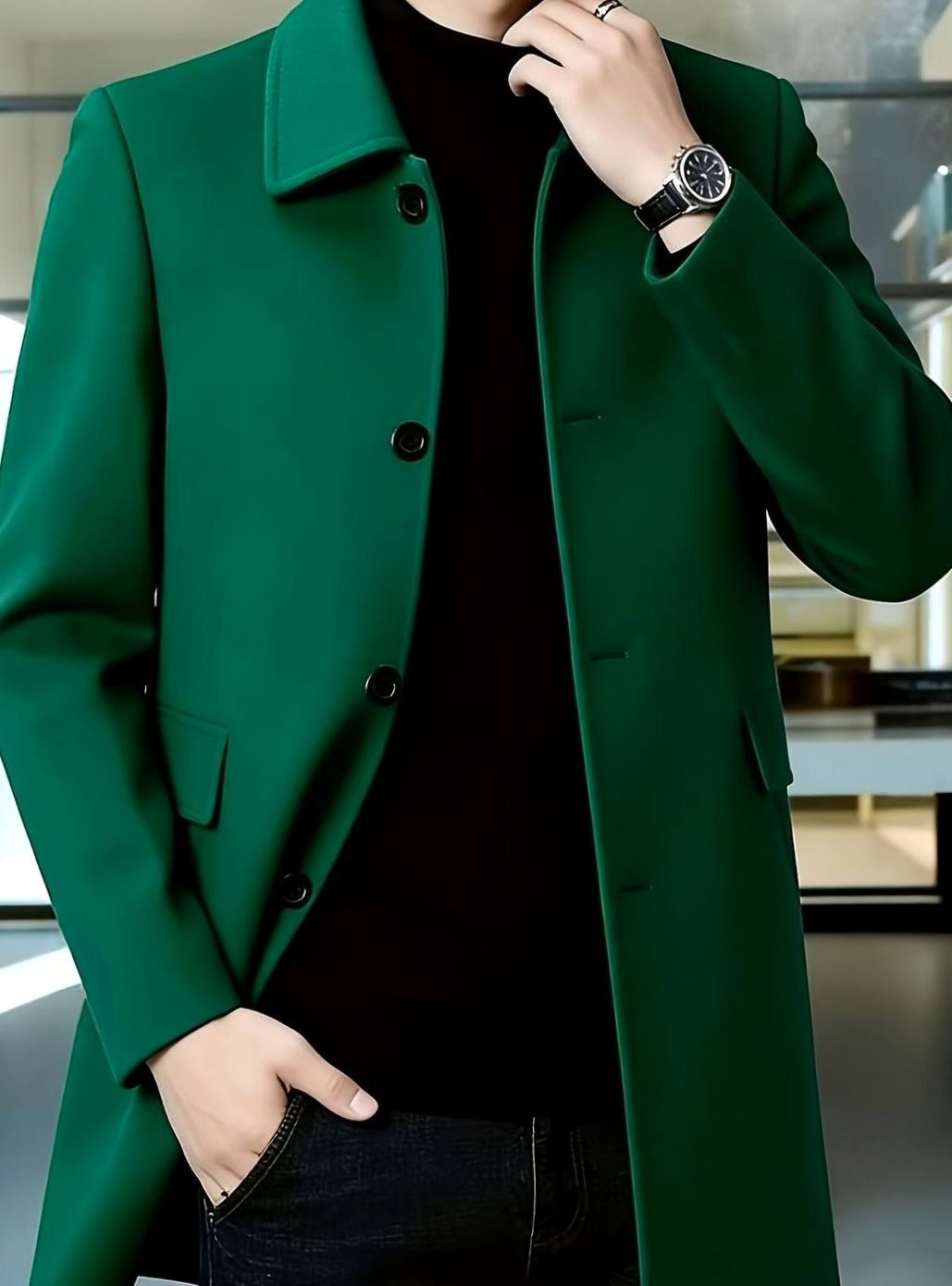 Men's Wool Single-Breasted Overcoat — Relaxed Layering Fit 30