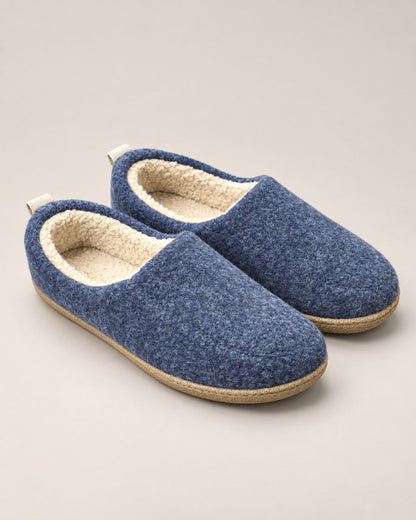 Navy blue orthopedic fleece lined slippers