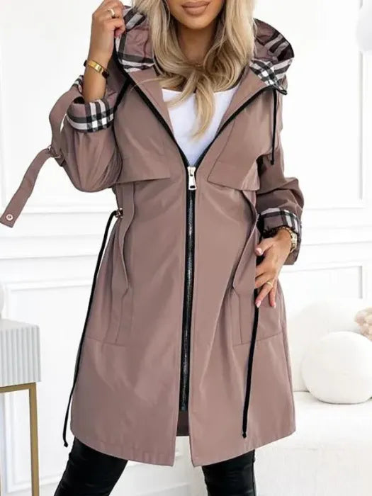 Women's Waterproof Windproof Zip Coat — Hooded Tailored Fit 1