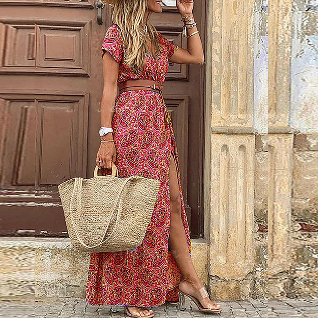Justine™ Airy Boho Maxi Dress With Matching Belt 4