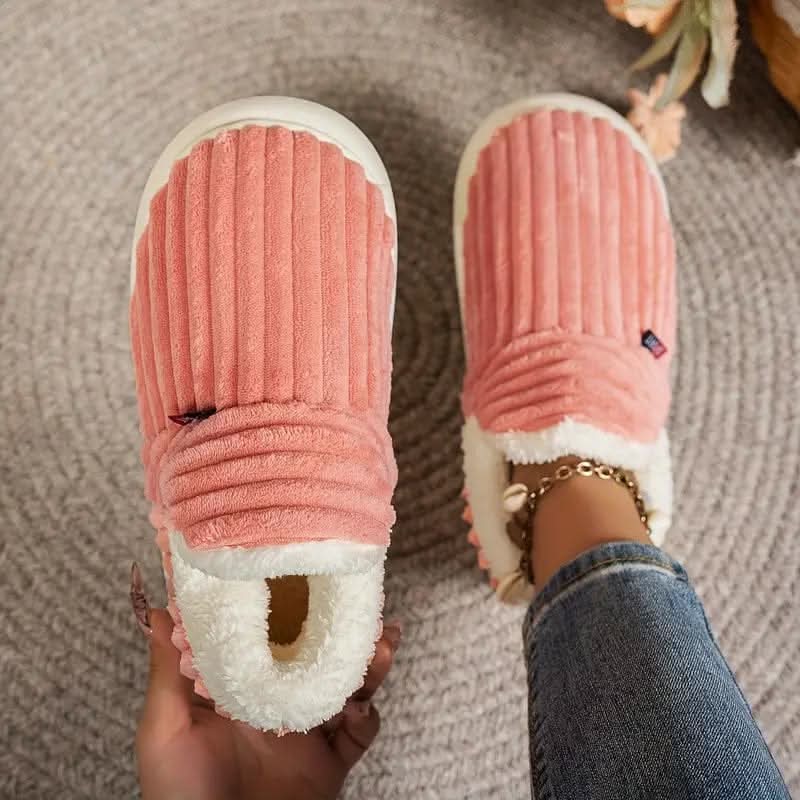 Thermal Corduroy Slippers with Fleece Lining, Unisex 9