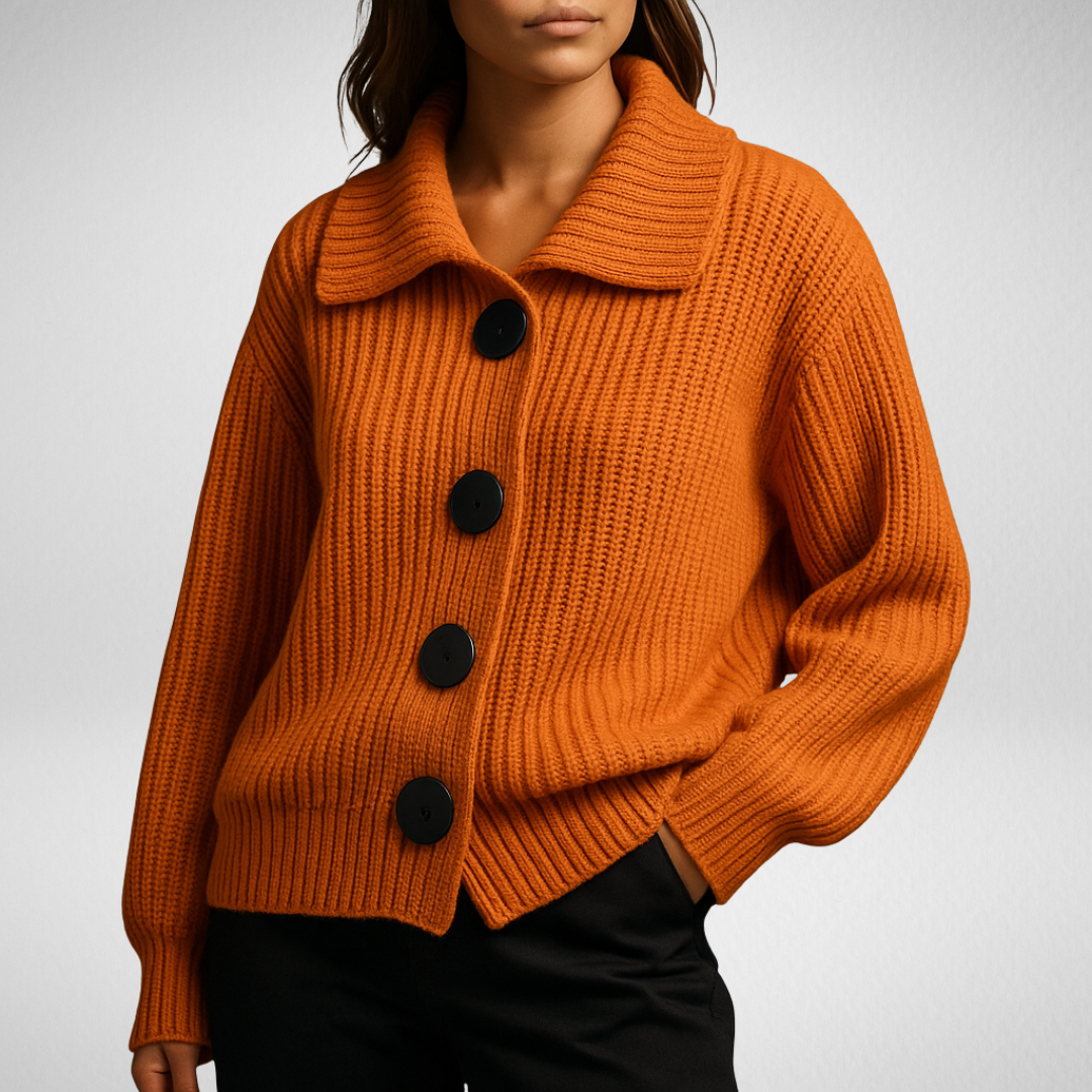 Women's Oversized Chunky Ribbed Cardigan — Button-Front Knit 1