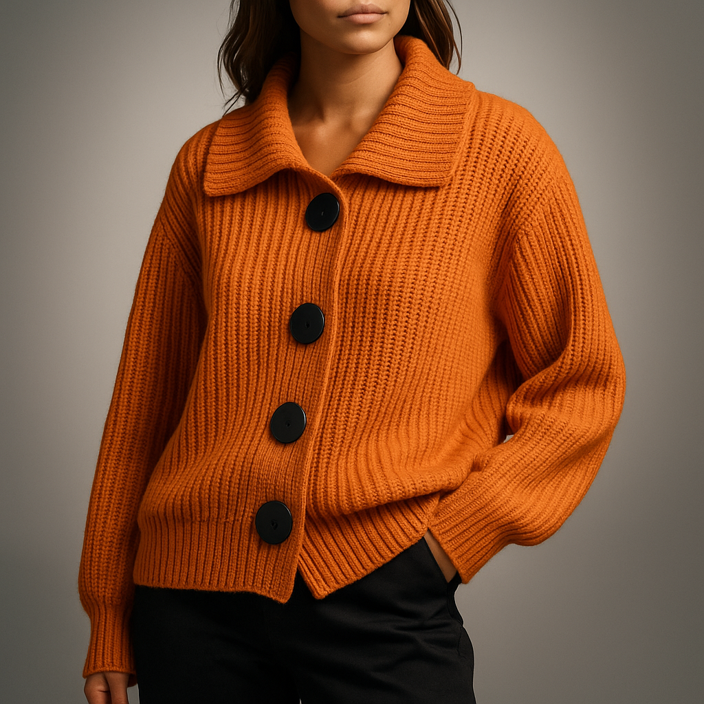 Women's Oversized Chunky Ribbed Cardigan — Button-Front Knit 2