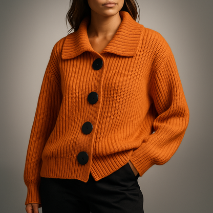 Women's Oversized Chunky Ribbed Cardigan — Button-Front Knit 2
