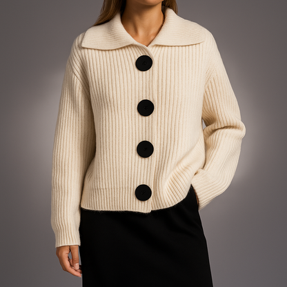Women's Oversized Chunky Ribbed Cardigan — Button-Front Knit 3