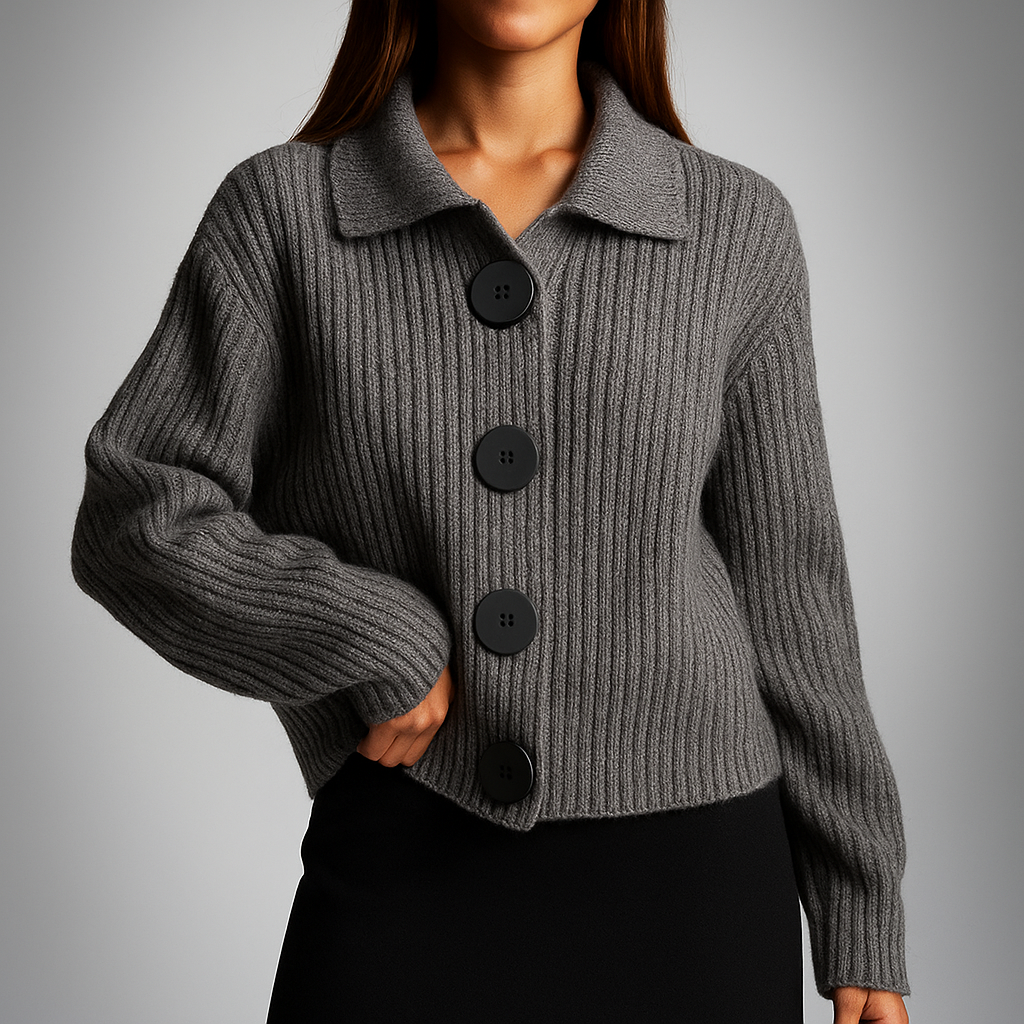 Women's Oversized Chunky Ribbed Cardigan — Button-Front Knit 4