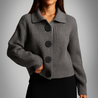 Women's Oversized Chunky Ribbed Cardigan — Button-Front Knit 4