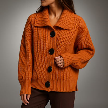 Women's Oversized Chunky Ribbed Cardigan — Button-Front Knit 5