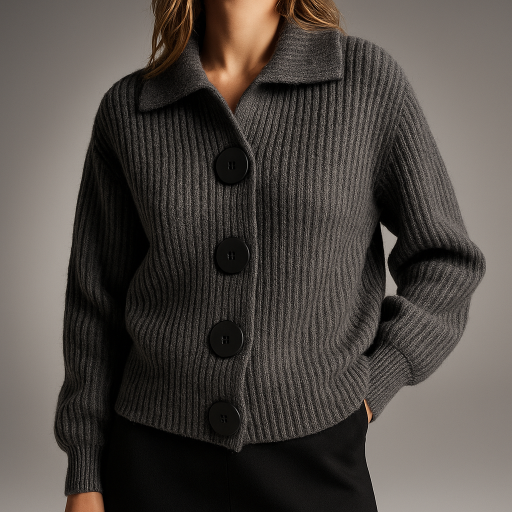 Women's Oversized Chunky Ribbed Cardigan — Button-Front Knit 6