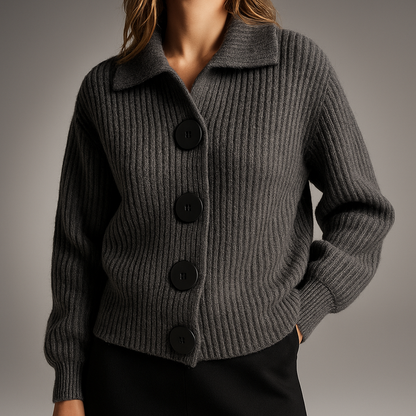 Women's Oversized Chunky Ribbed Cardigan — Button-Front Knit 6