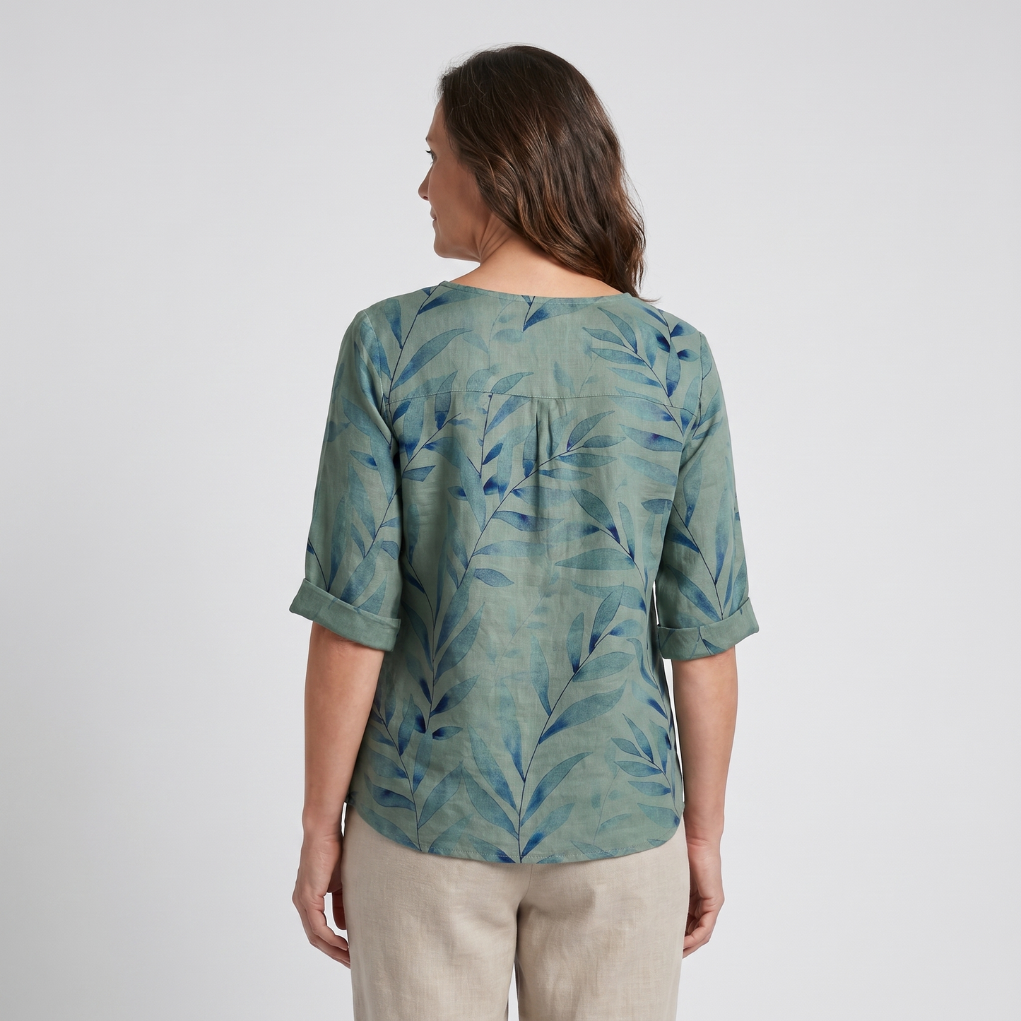 Women's Printed Asymmetric-Button Blouse — Relaxed Fit XS–5XL 3