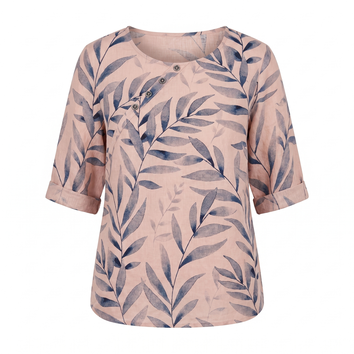 Women's Printed Asymmetric-Button Blouse — Relaxed Fit XS–5XL 7