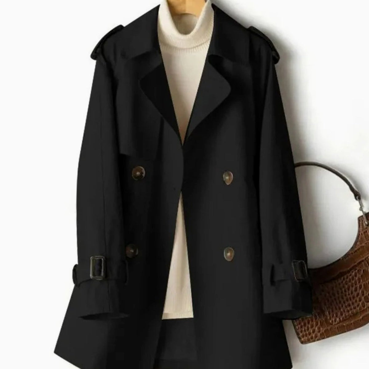 Women's Belted Double-Breasted Trench Coat — Mid-Length 1