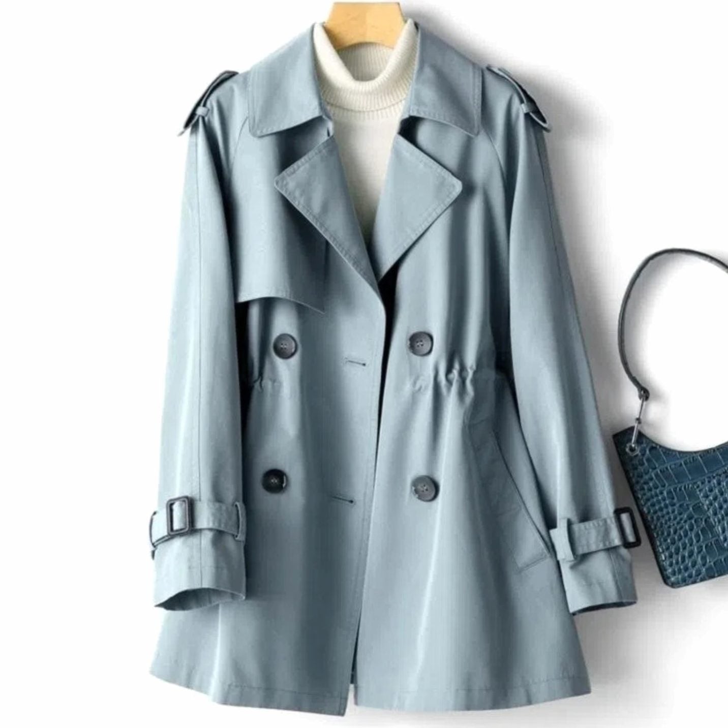 Women's Belted Double-Breasted Trench Coat — Mid-Length Style 2