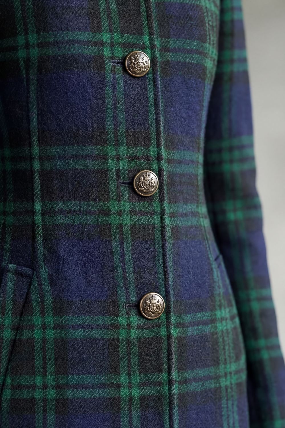 Women's Wool Blend Longline Coat in Blackwatch Tartan 5