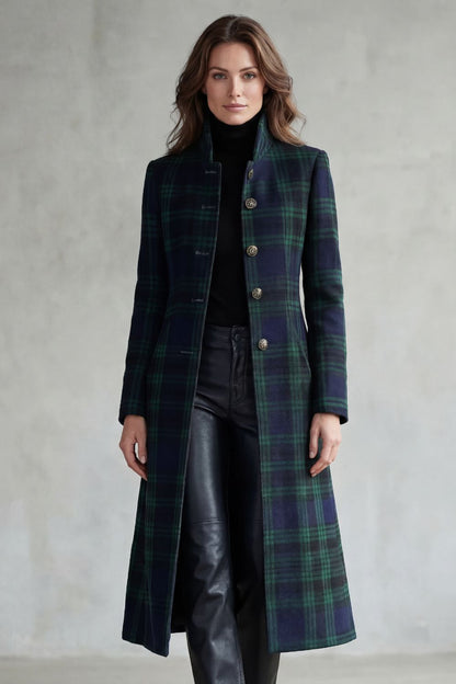 Women's Tartan Wool-Look Coat | Blackwatch Check Coat 2
