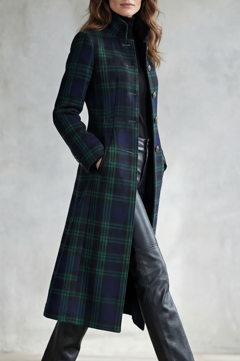 Women's Tartan Wool-Look Coat | Blackwatch Check Coat 3