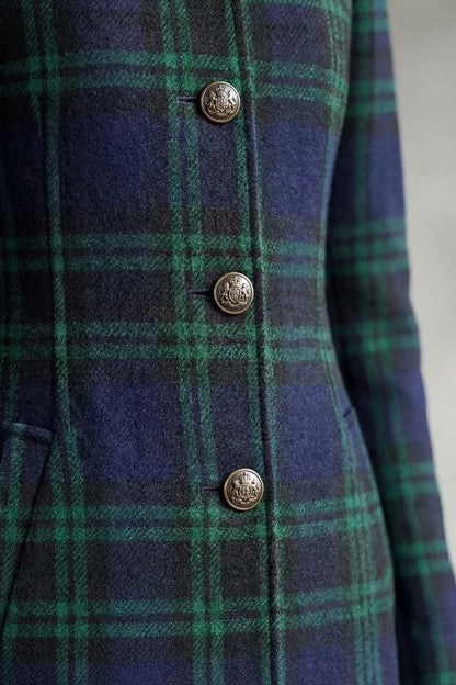 Women's Tartan Wool-Look Coat | Blackwatch Check Coat 5
