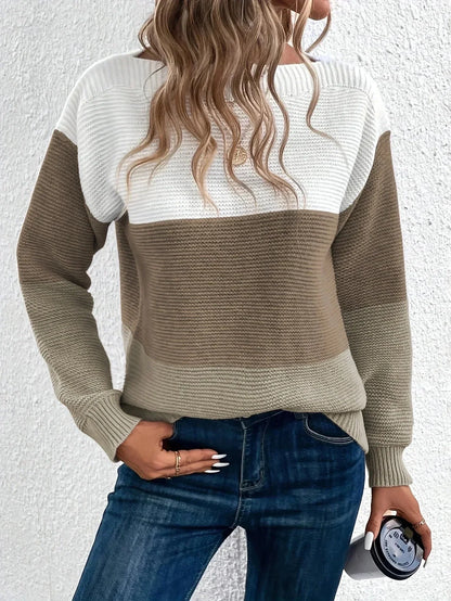 Color Block Turtleneck Sweater for Women, Relaxed Fit 12