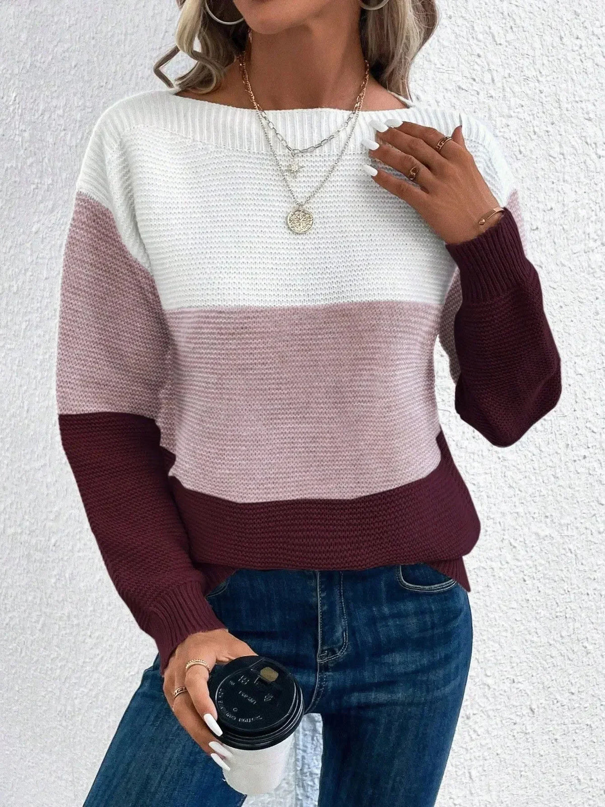 Color Block Turtleneck Sweater for Women, Relaxed Fit 13