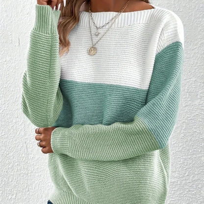 Color Block Turtleneck Sweater for Women, Relaxed Fit 3