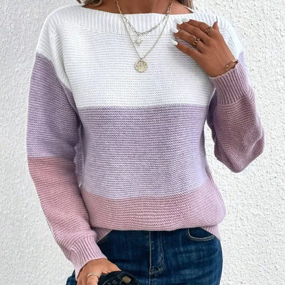 Color Block Turtleneck Sweater for Women, Relaxed Fit 4
