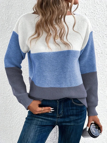 Color Block Turtleneck Sweater for Women, Relaxed Fit 9