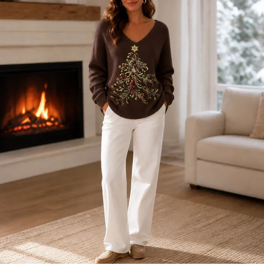 Christmas Tree Knit Sweater for Women, Relaxed Fit 11