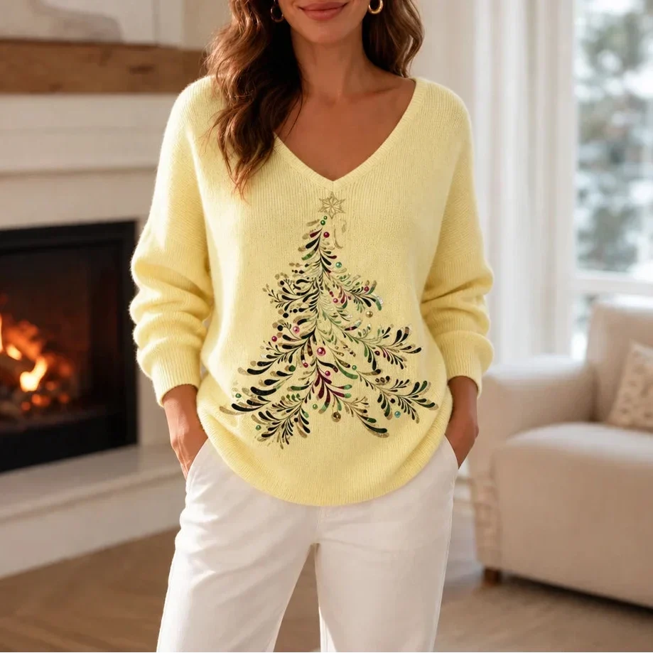 Christmas Tree Knit Sweater for Women, Relaxed Fit 6