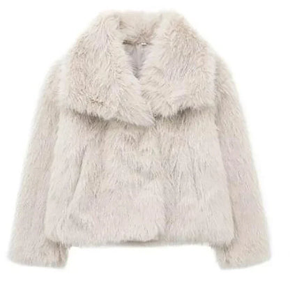 Women's Faux Fur Winter Jacket Cropped Open-Front Style 7