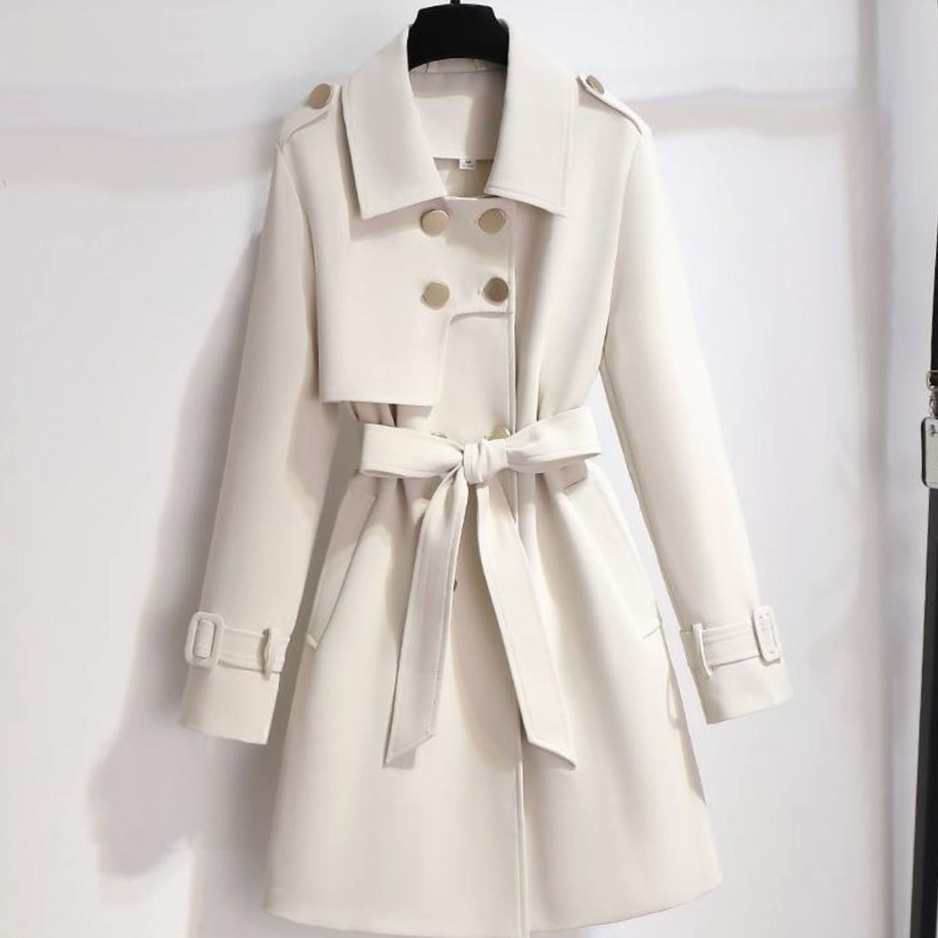 Women's Double-Breasted Belted Trench Coat — Classic Lapel 1