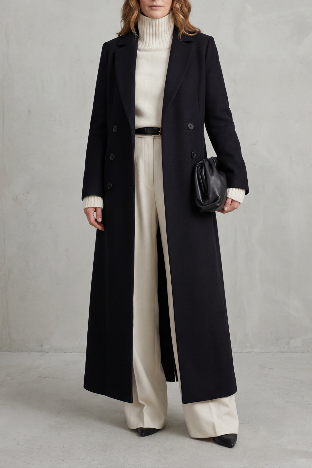 Double Breasted Wool Blend Coat for Women, Longline 1