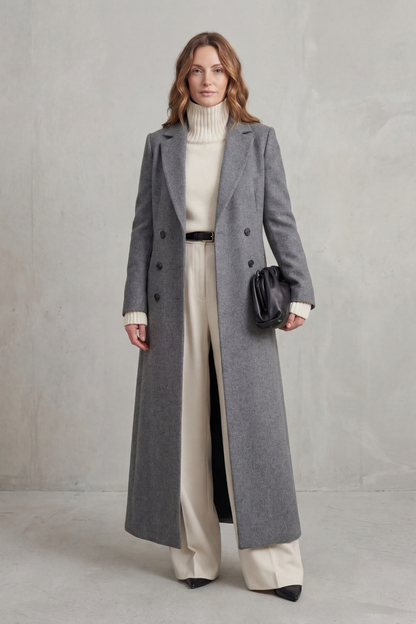 Double Breasted Wool Blend Coat for Women, Longline 10