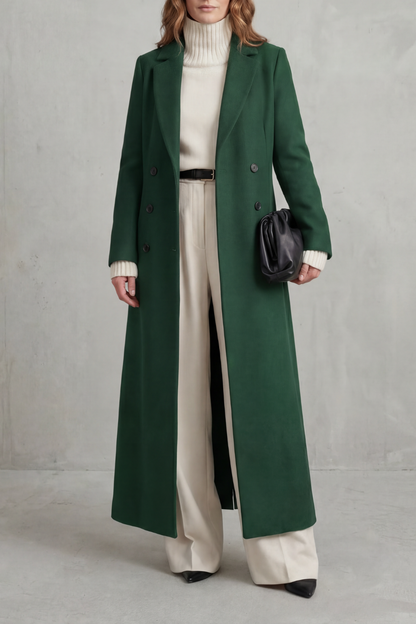 Double Breasted Wool Blend Coat for Women, Longline 11