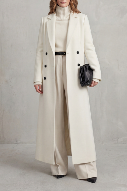 Double Breasted Wool Blend Coat for Women, Longline 13