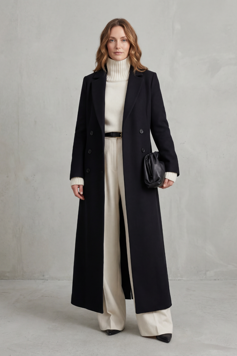 Double Breasted Wool Blend Coat for Women, Longline 2